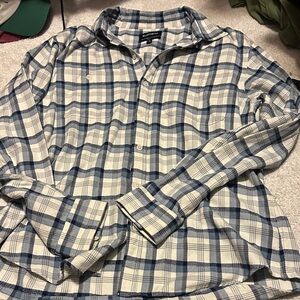 Blue and White Plaid Men's Shirt